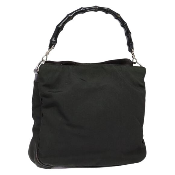 GUCCI Bamboo Shoulder Bag Nylon Khaki Silver 001 001 - Picture 1 of 16
